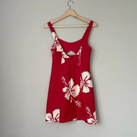 NEW Reformation Belma Linen Mini Dress Paradise Lost Red Floral | US 2 UK 4 - Picture 12 of 12